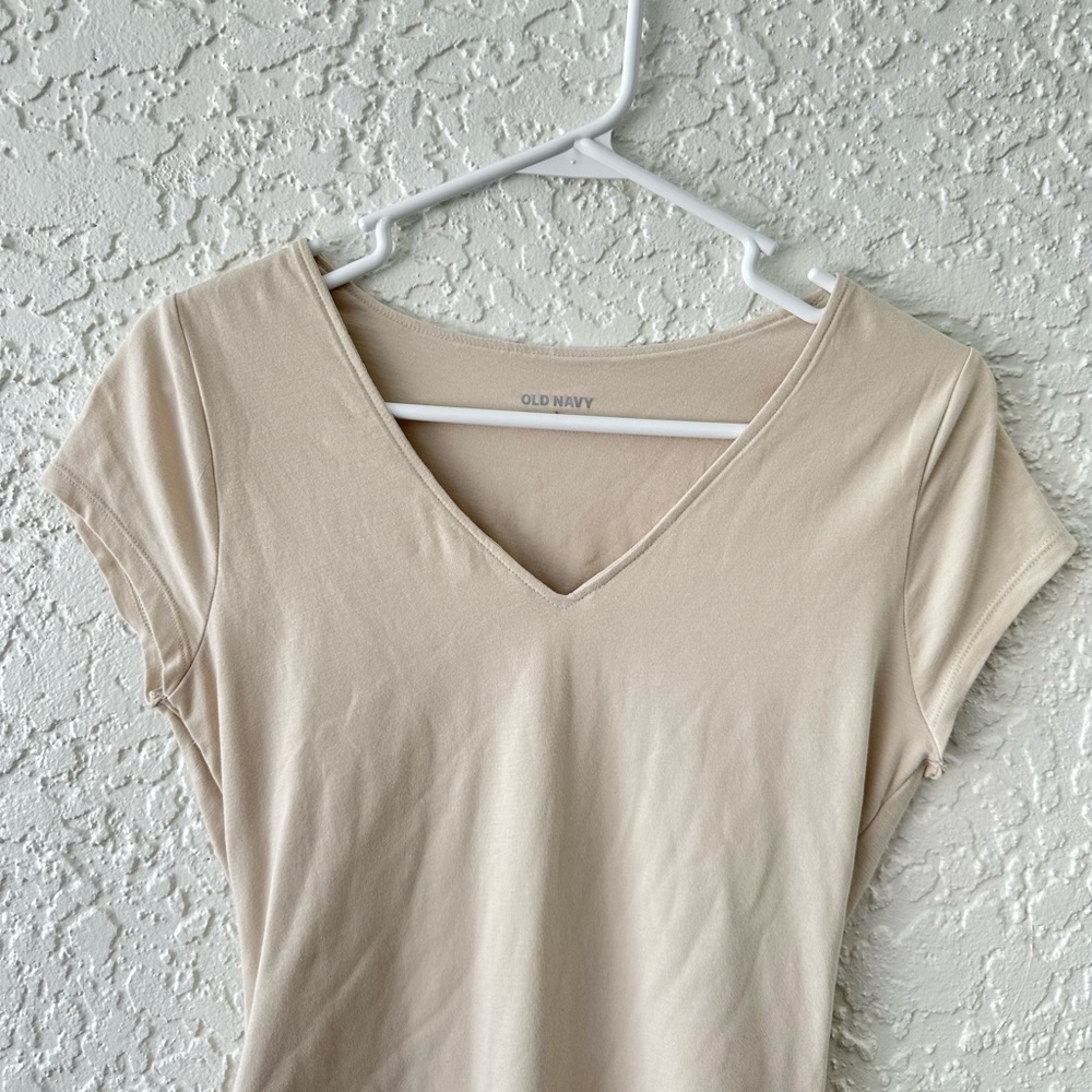 tan v-neck bodysuit